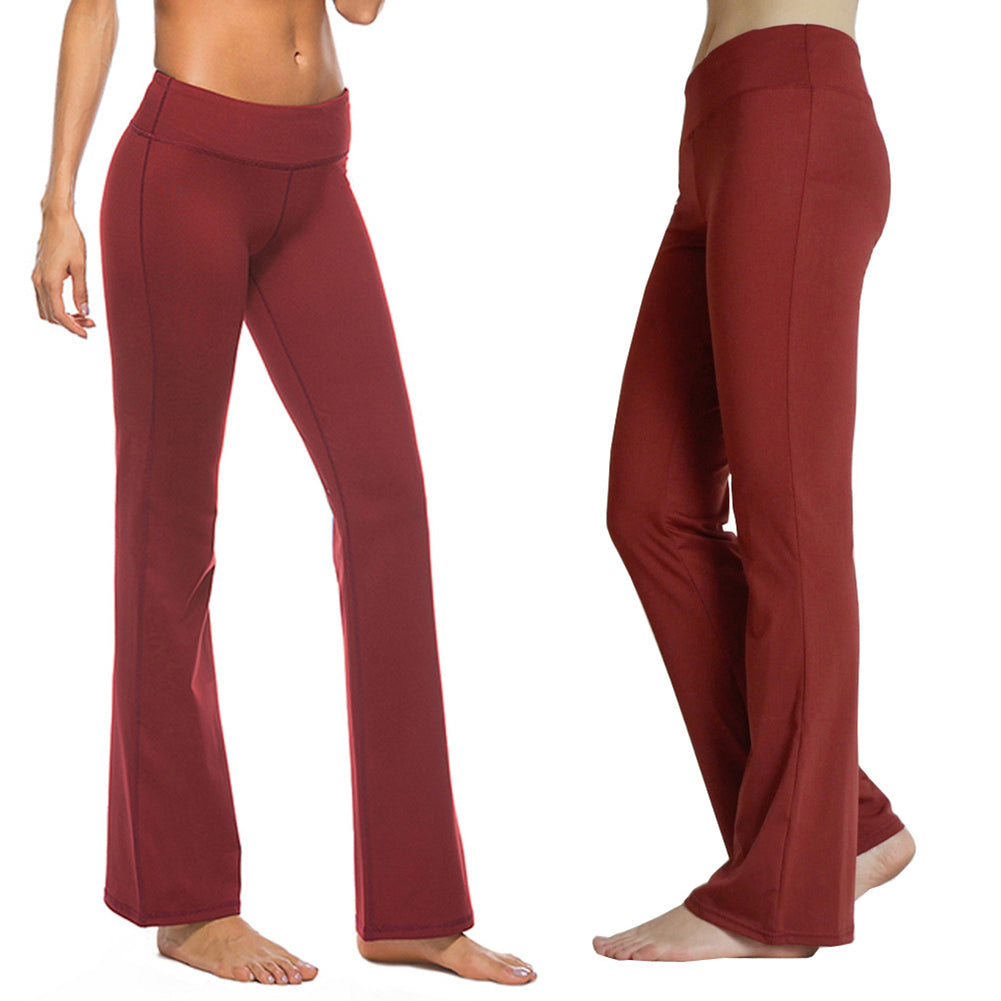 Solid Color Elastic Women's Gym Fitness Yoga Casual Loose Long Pants Trousers