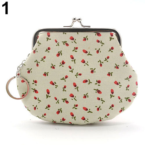 Women's Lovely Floral Pattern Card Change Holder Mini Wallet Clutch Coin Purse