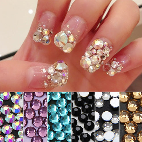 1440 Pcs Colorful Rhinestones Flat Back Accessories Diy Phone Case Nail Decals