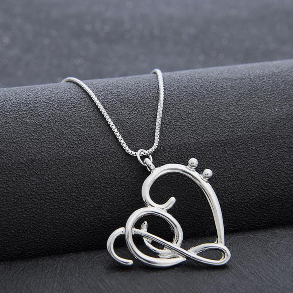 Fashion Women Simple Musical Note Heart Pendant Box Chain Necklace Jewelry Gift