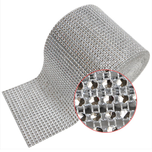 1 Yard Sparkle Rhinestone Plastic Ribbon Roll Mesh Wrap Wedding Decoration