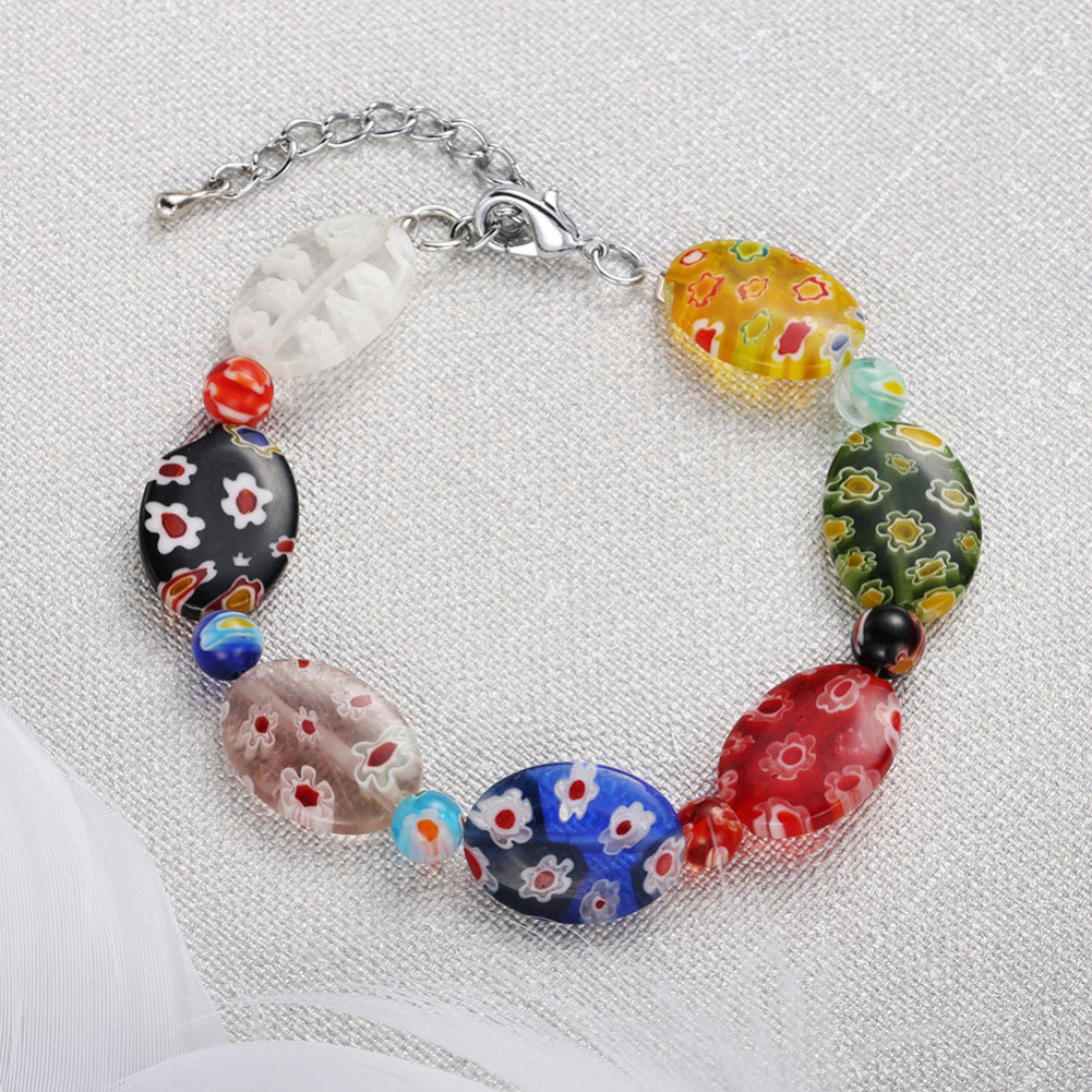 Women Fashion Cherry Flower Floral Colored Glaze Bracelet Bangle Jewelry Gift