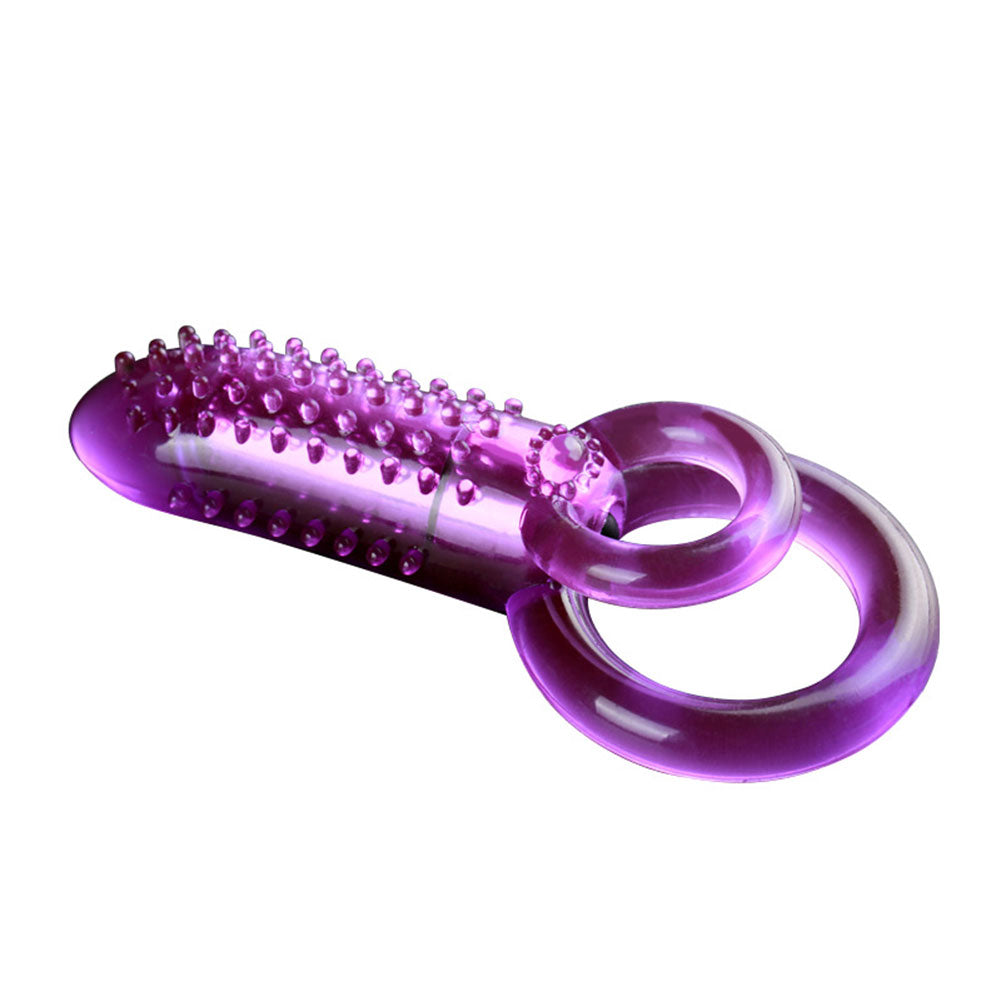 Double Circle Ejaculation Delay Penis Cock Ring Clit Stimulator Vibrator Sex Toy