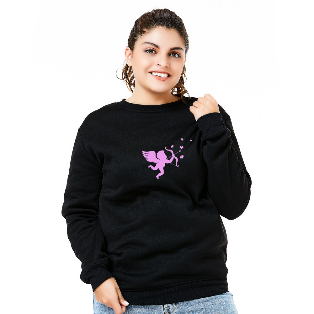 Cupid Pattern Women Men Warm Pullover Crew Neck Long Sleeve Sweatshirt Top