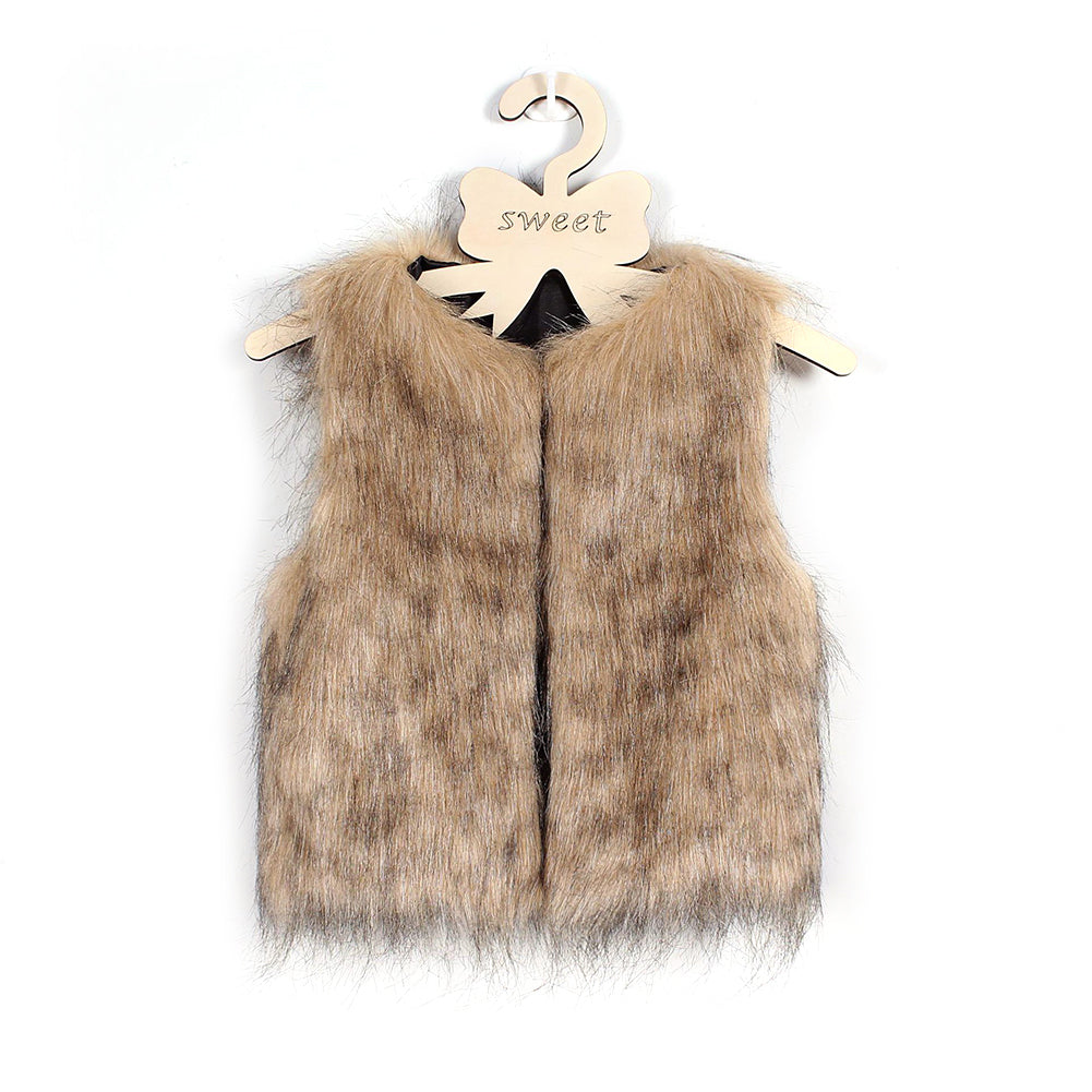 Children Kids Unisex Sleeveless Vest Winter Outwear Coat Faux Fur Baby Jacket