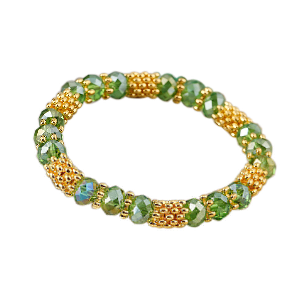 Fashion Elegant Faux Crystal Alloy Elastic Beaded Bracelet Women Jewelry Gift