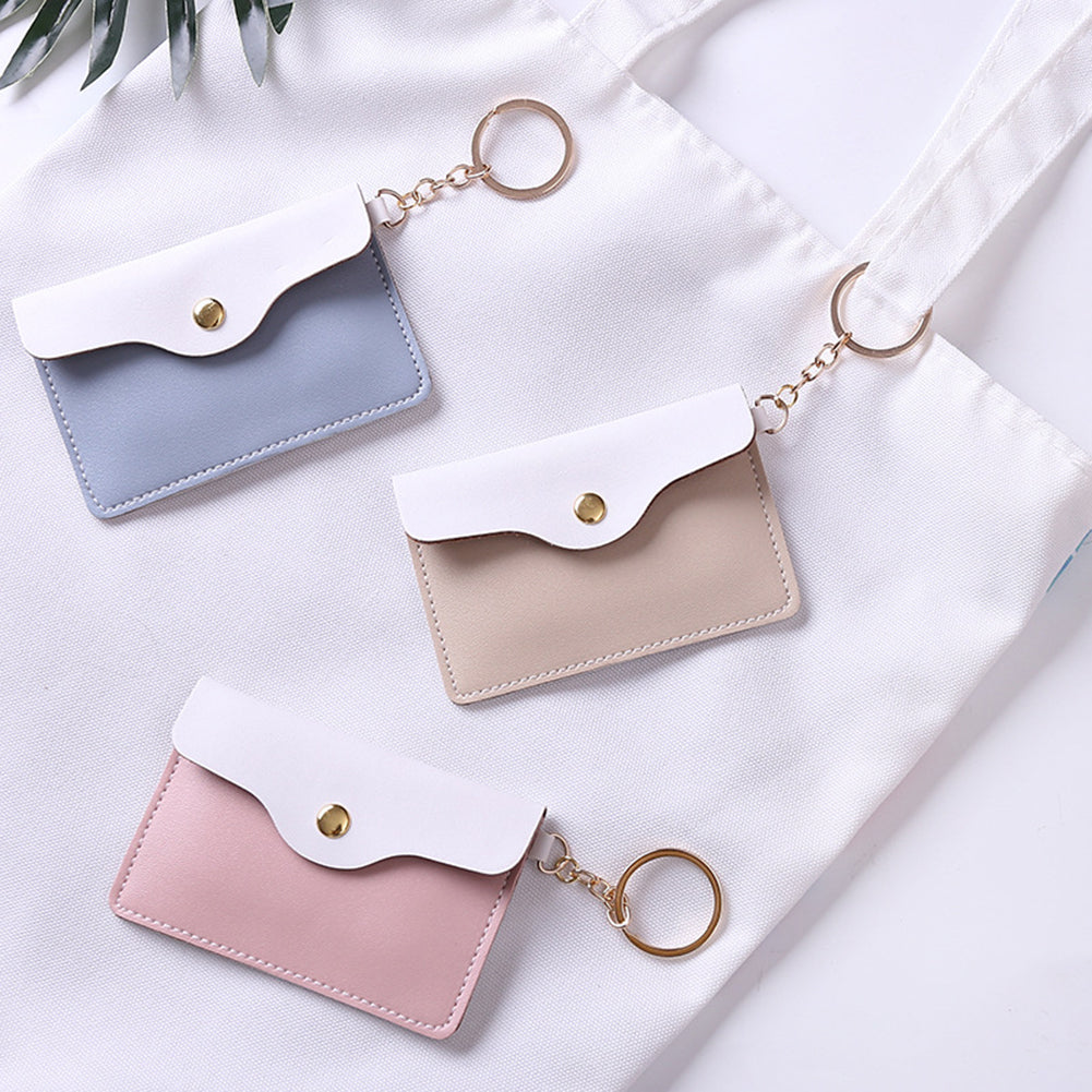 Lovely Faux Leather Women Girls Coin Purse Card Bag Mini Wallet with Keyring