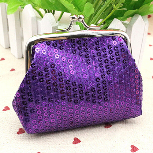 Fashion Women Sequins Buckle Mini Change Coin Purse Clutch Handy Wallet Bag