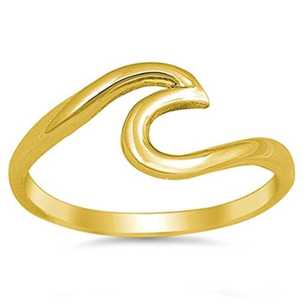 Women Fashion Wave Ring Simple Design Stainless Steel Wedding Finger Jewelry