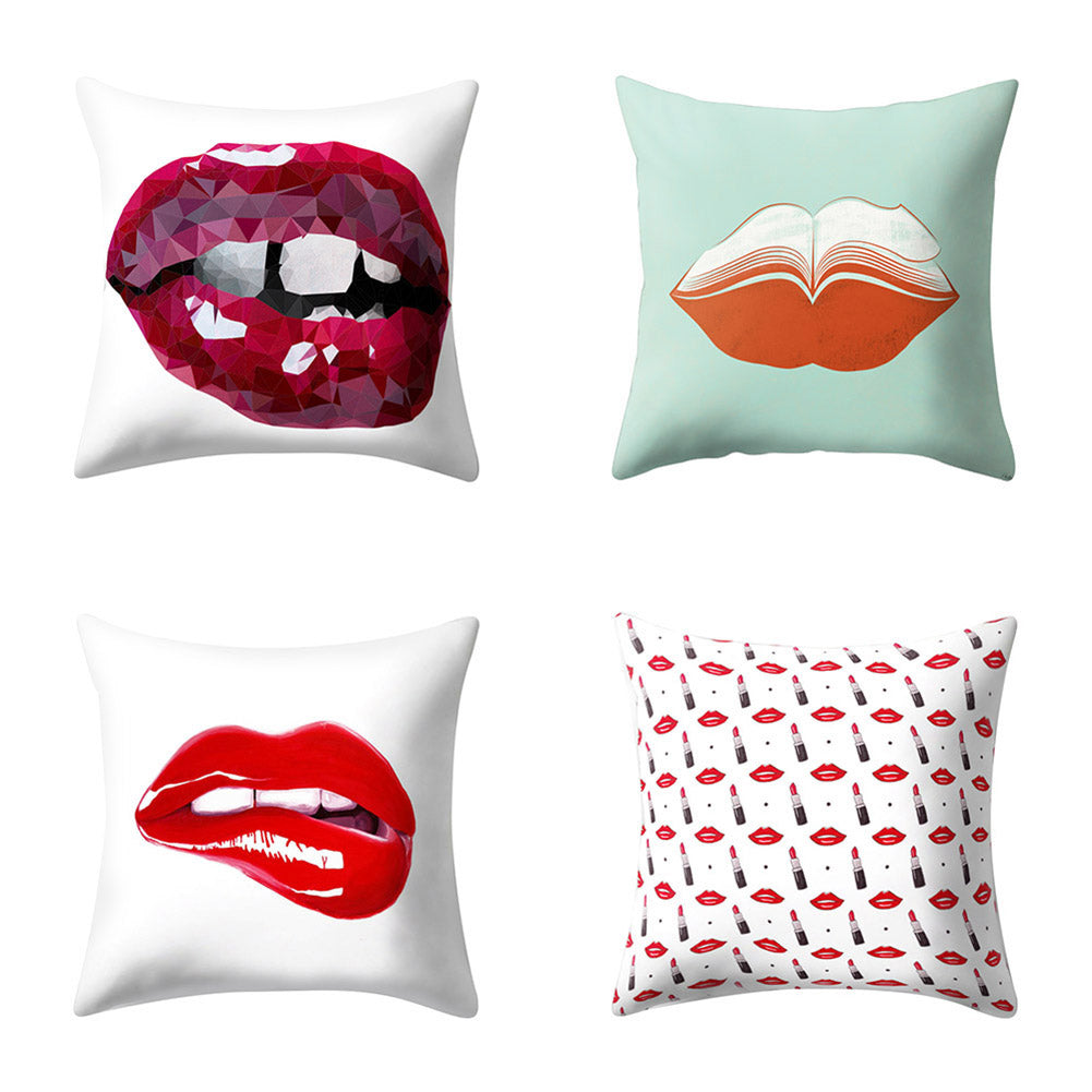 Hot Sexy Lips Print Square Throw Pillow Cover Cushion Case Car Home Sofa Decor