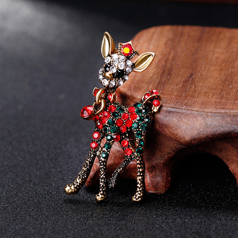 Wedding Bridal Bouquet Brooch Pin Women Silver Golden Tone Xmas Deer Brooch Gift