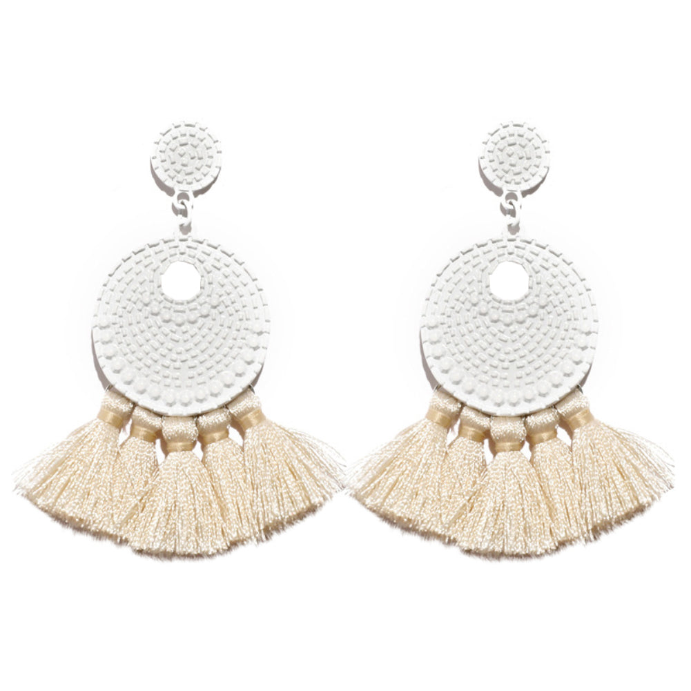 Vintage Round Tassel Earrings Club Party Accessory Women Jewelry Birthday Gift