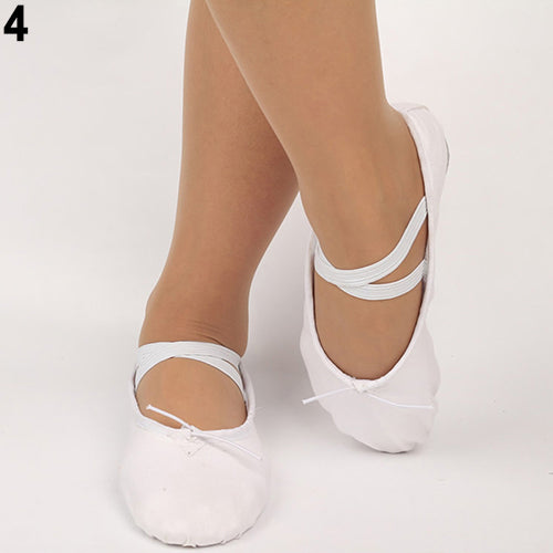 Kid Adult Canvas Soft Ballet Dance Shoes Pointe Dancing Gymnastics Slippers