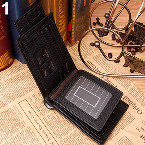 Men's Faux Leather Bifold Credit Card Slots Wallet