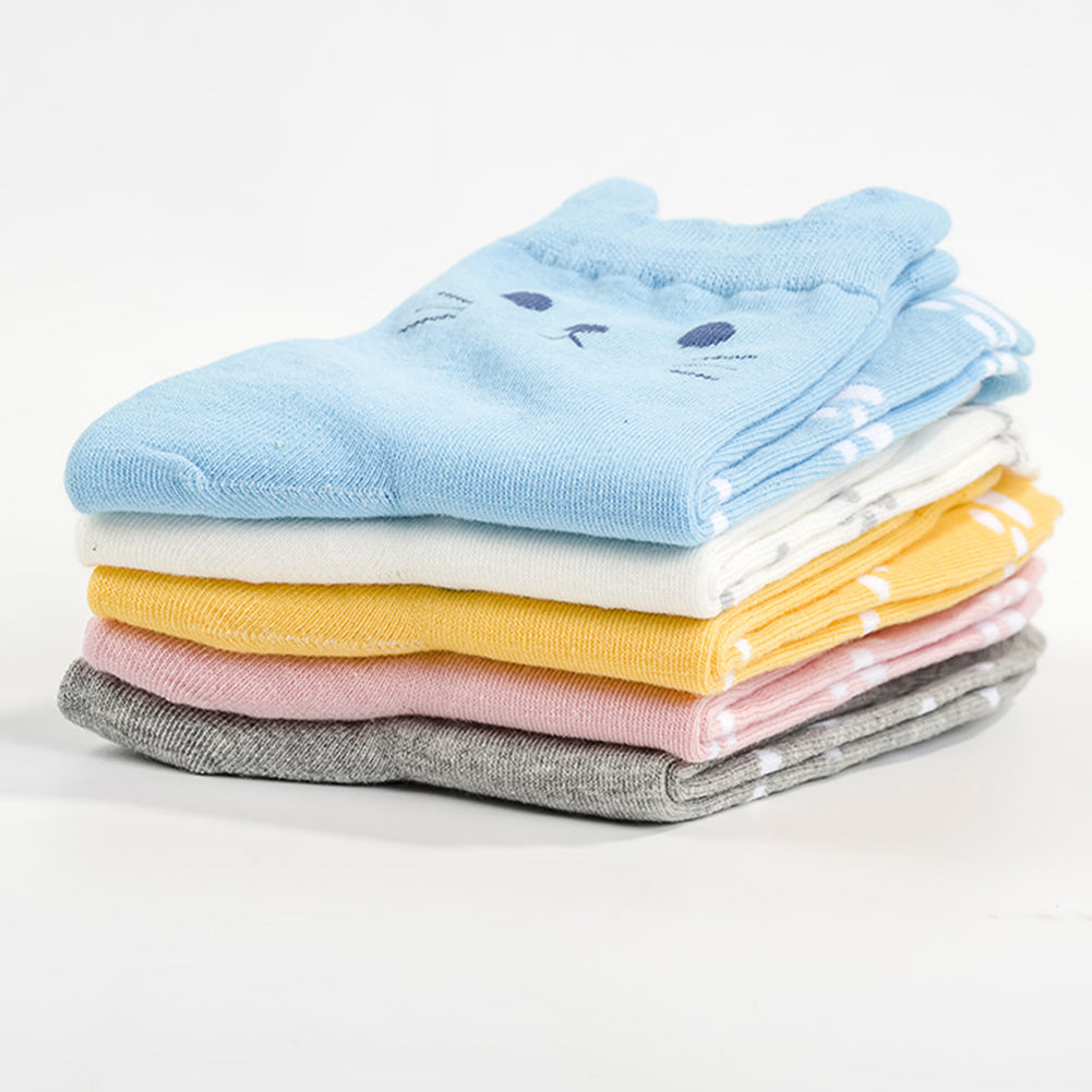 Lovely Candy Color Cartoon Cat Paw Print Women Cotton Soft Warm Short Socks