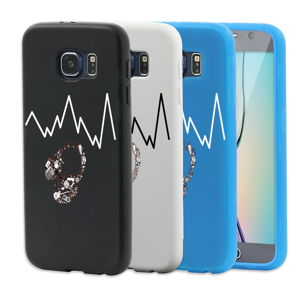 Curved Line Print Touch Screen Flip Full Cover Case for iPhone 6S Samsung S6 S7