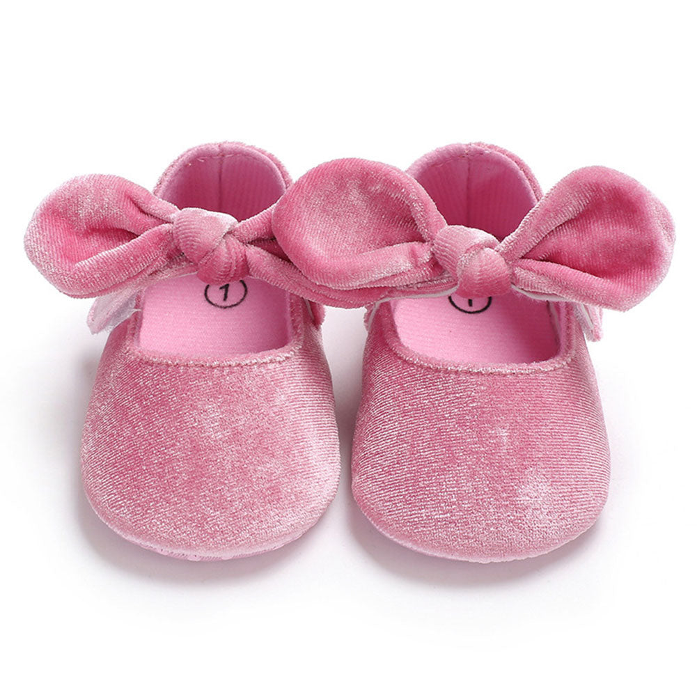 Cute Baby Girls Princess Bowknot Solid Color Soft Sole Shoes Prewalker Footwear
