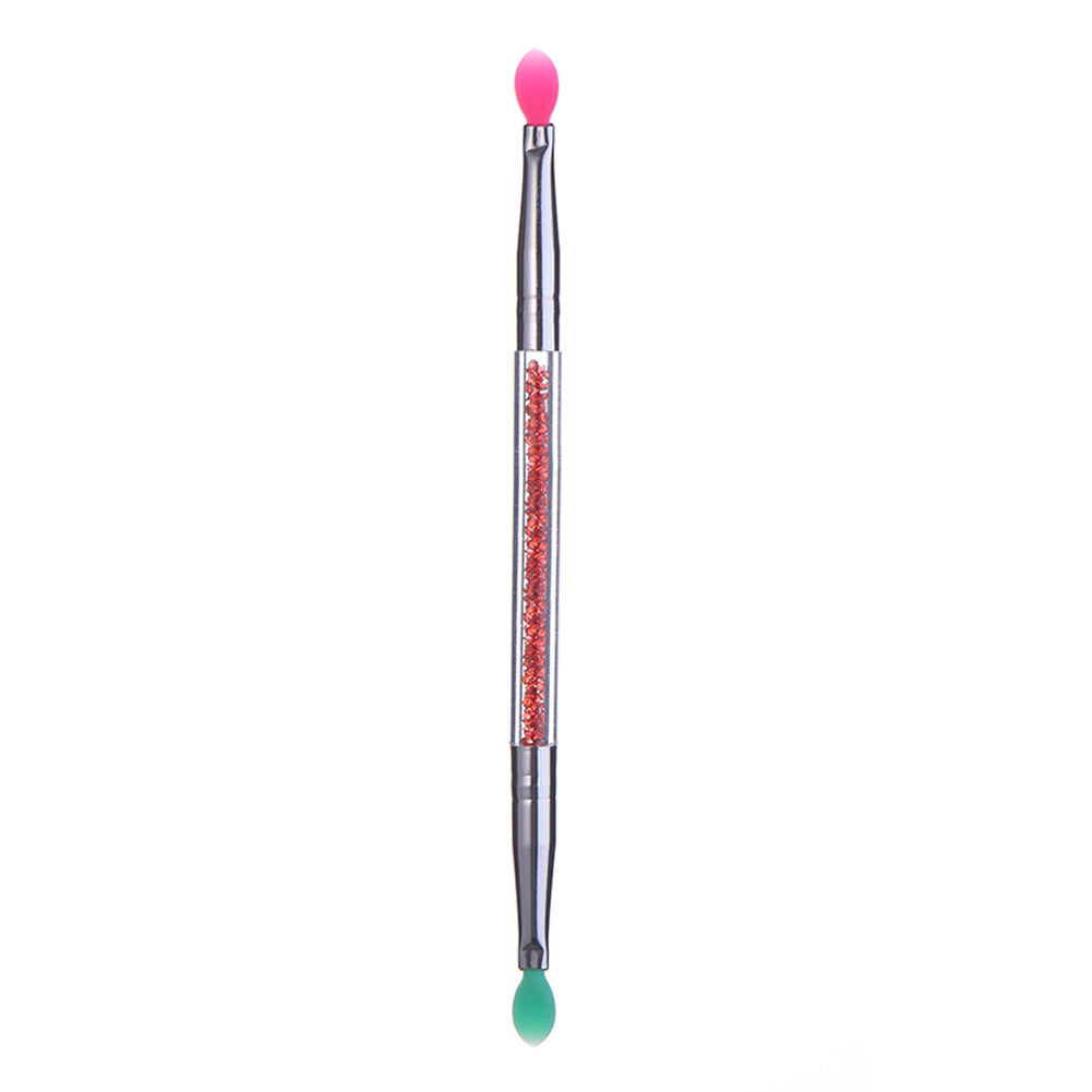 Double Ended Silicone Head Rhinestone Eyeshadow Eyebrow Lip Makeup Brush Tool