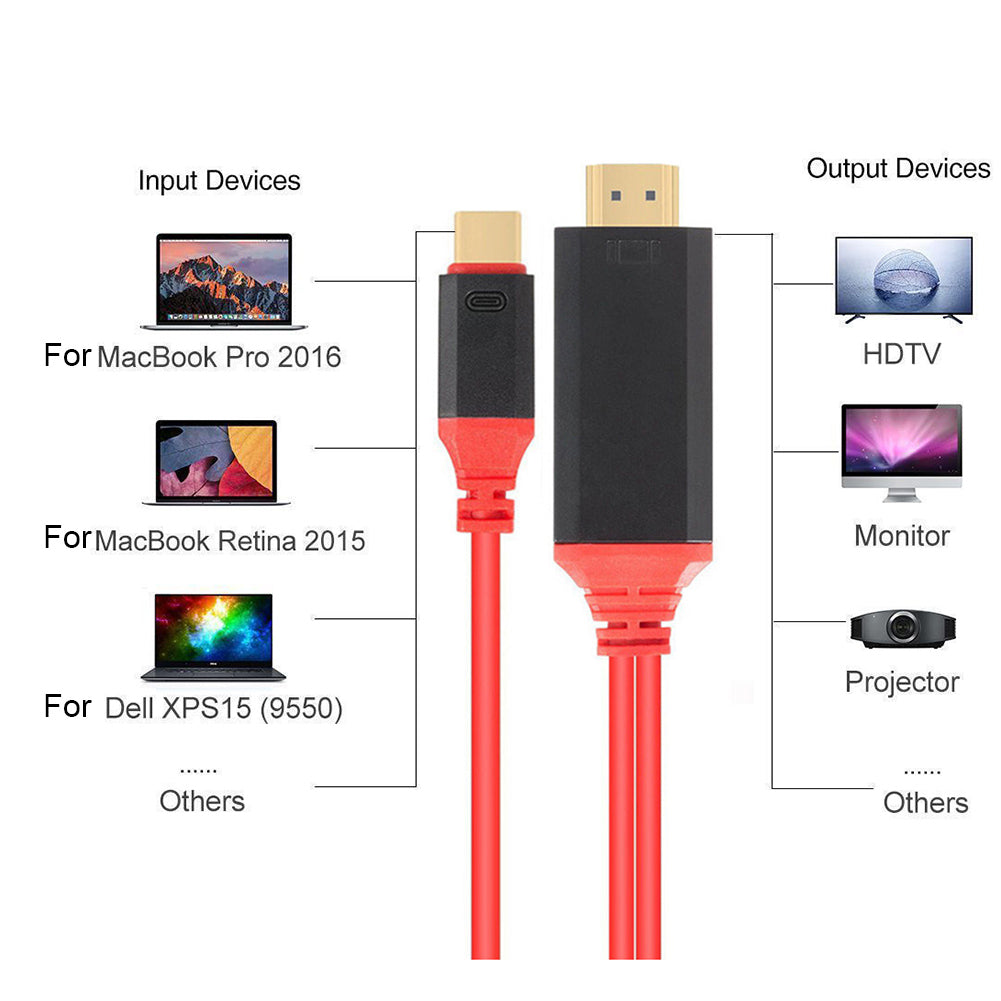 USB 3.1 Type C USB-C to 4K HDMI HDTV Adapter Cable for Samsung Galaxy S8 Macbook