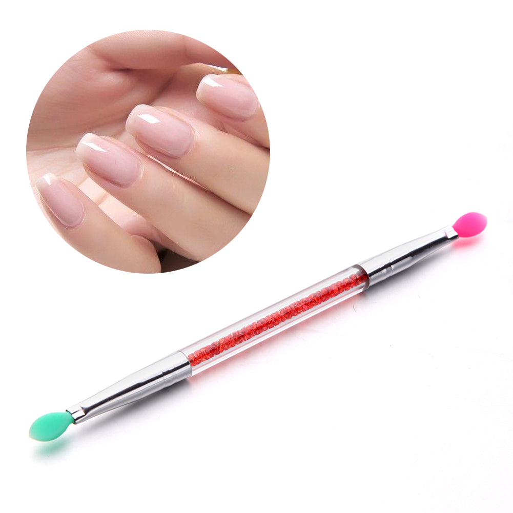 Double Ended Silicone Head Rhinestone Eyeshadow Eyebrow Lip Makeup Brush Tool