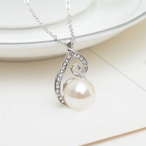 Party Women Rhinestone Big Faux Pearl Necklace Hook Earrings Set Fashion Jewelry