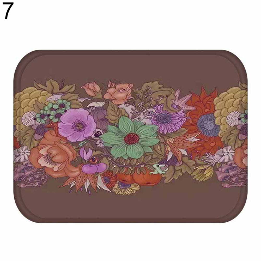 40*60cm Living Room Flower Print Rug Doormat Anti-skid Floor Carpet Home Decor
