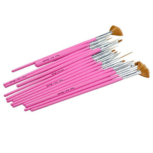 15 Pcs Set Pink Nail Art Paint Dot Draw Pens Brushes for UV Gel DIY Decoration Tool