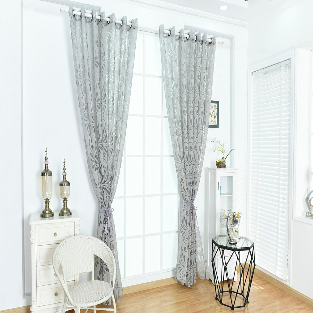 Fashion Phoenix Tail Window Curtain Sheer Divider Panel Perforated Bedroom Decor