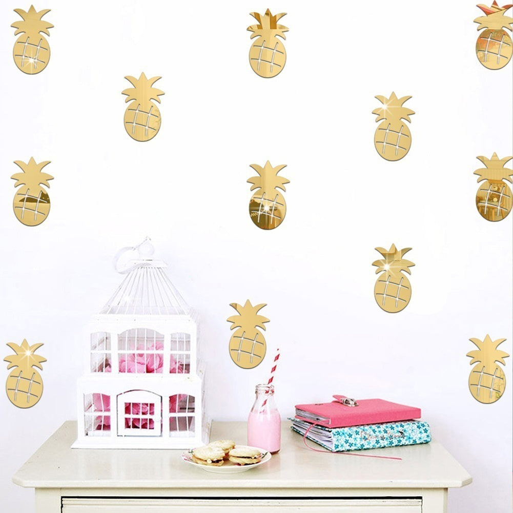 12Pcs/Set Cute Pineapple Mirror Acrylic Wall Stickers Decal Children Room Decor