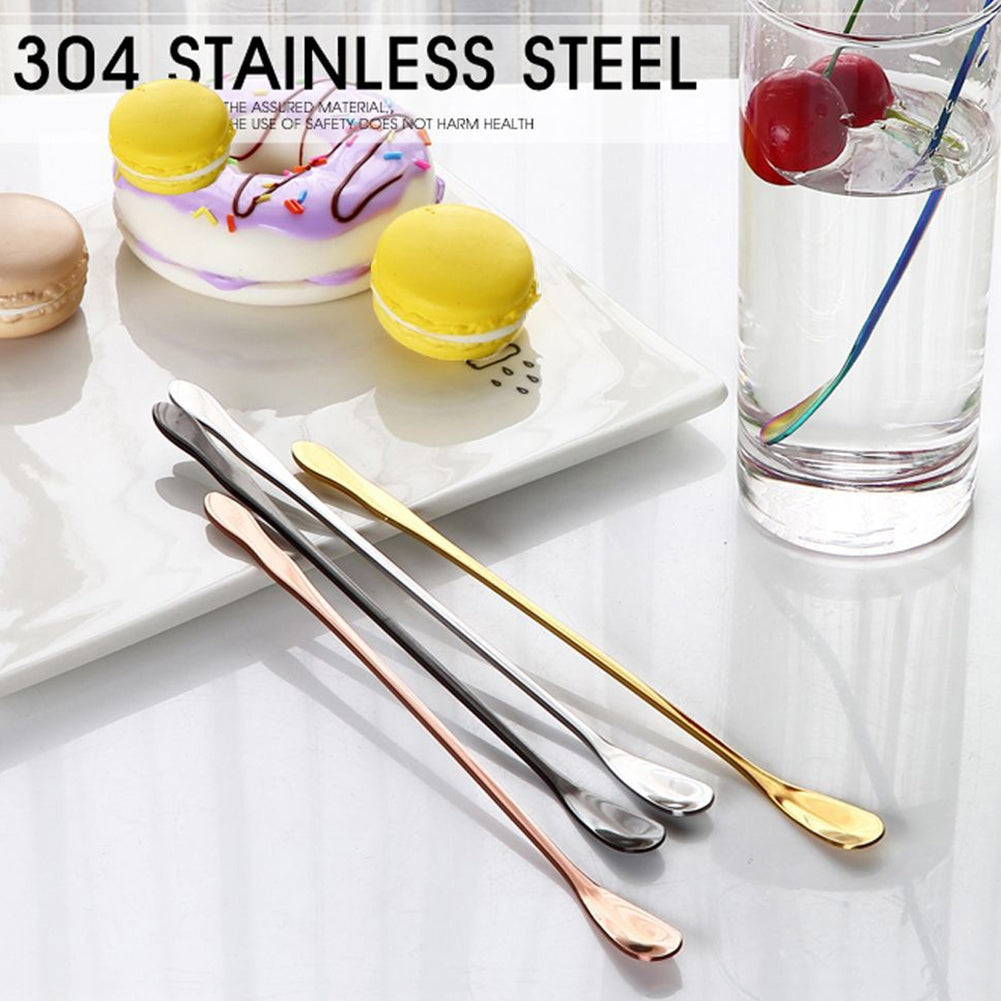 Stainless Steel Gourd Handle Ice Cream Dessert Scoop Coffee Drink Stir Spoon