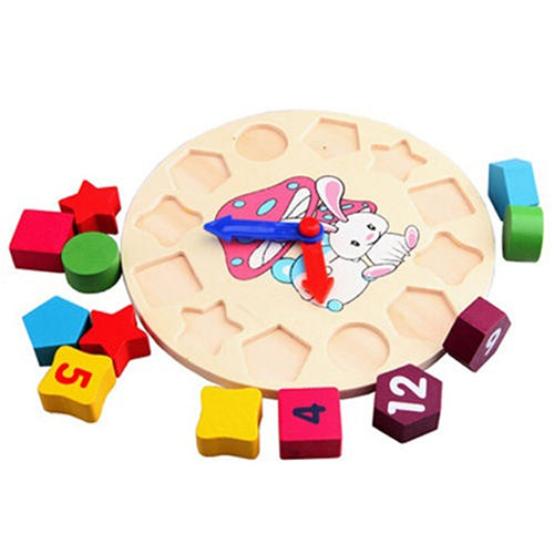 Baby Promotion Wooden Clock 12 Number Colorful Puzzle Toy Educational Bricks