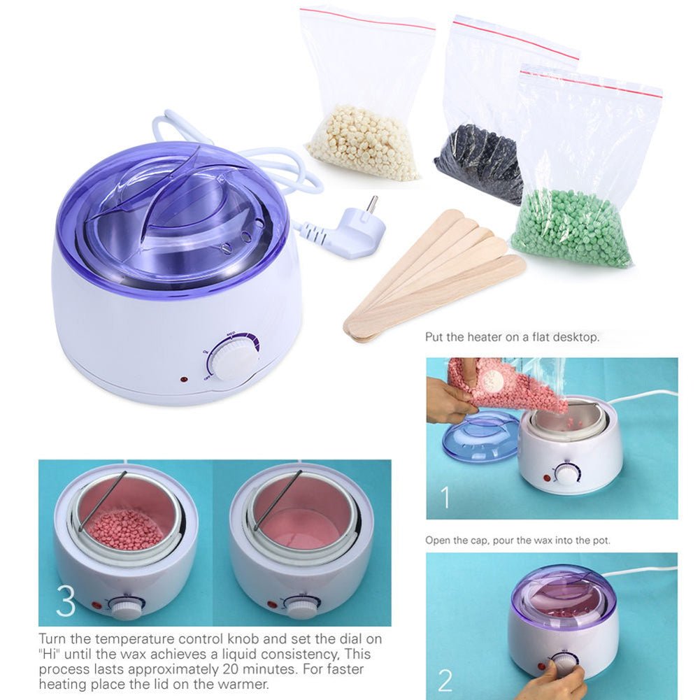 Pro Wax Kit Heater Pot Salon Waxing Hair Removal +100g Wax Bean+5Pcs Sticks