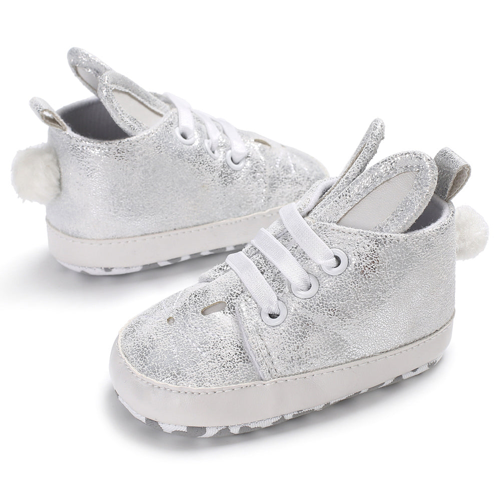 Toddler Infant Kid Girl Cute Rabbit Ear Sneakers Shiny Faux Leather Baby Shoes