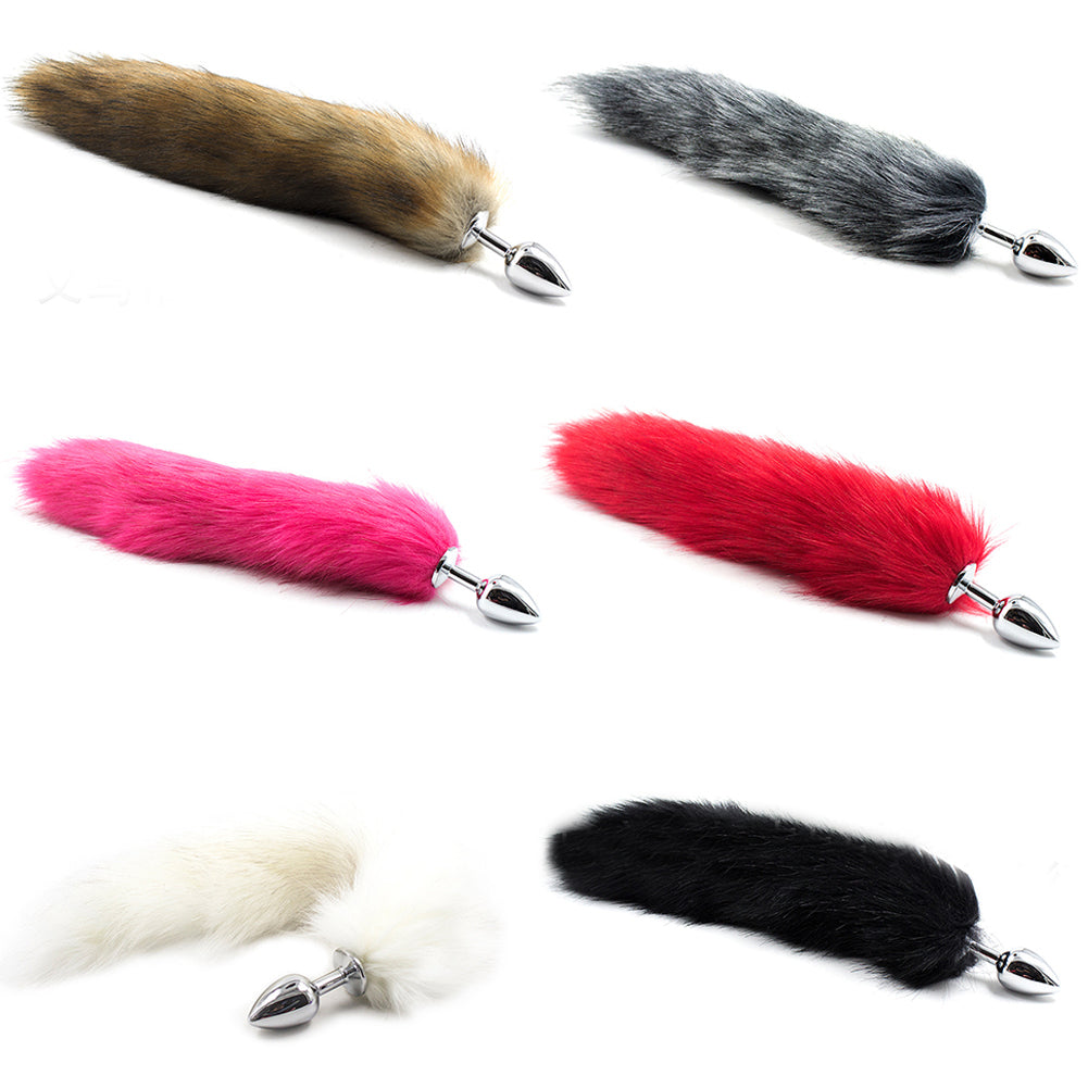 Adult Women Faux Fox Tail Anal Plug Stainless Steel Butt G-Spot Toys Sex Product