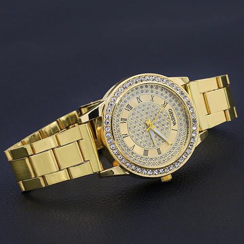 Men's Women's Fashion Rhinestone Inlaid Wristwatch Luxury Analog Business Watch