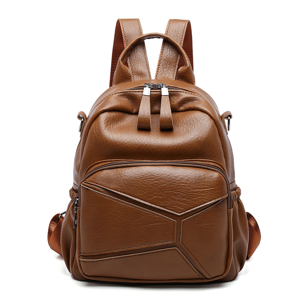 Retro Women Faux Leather Multi-function Backpack Travel Bag with Shoulder Strap