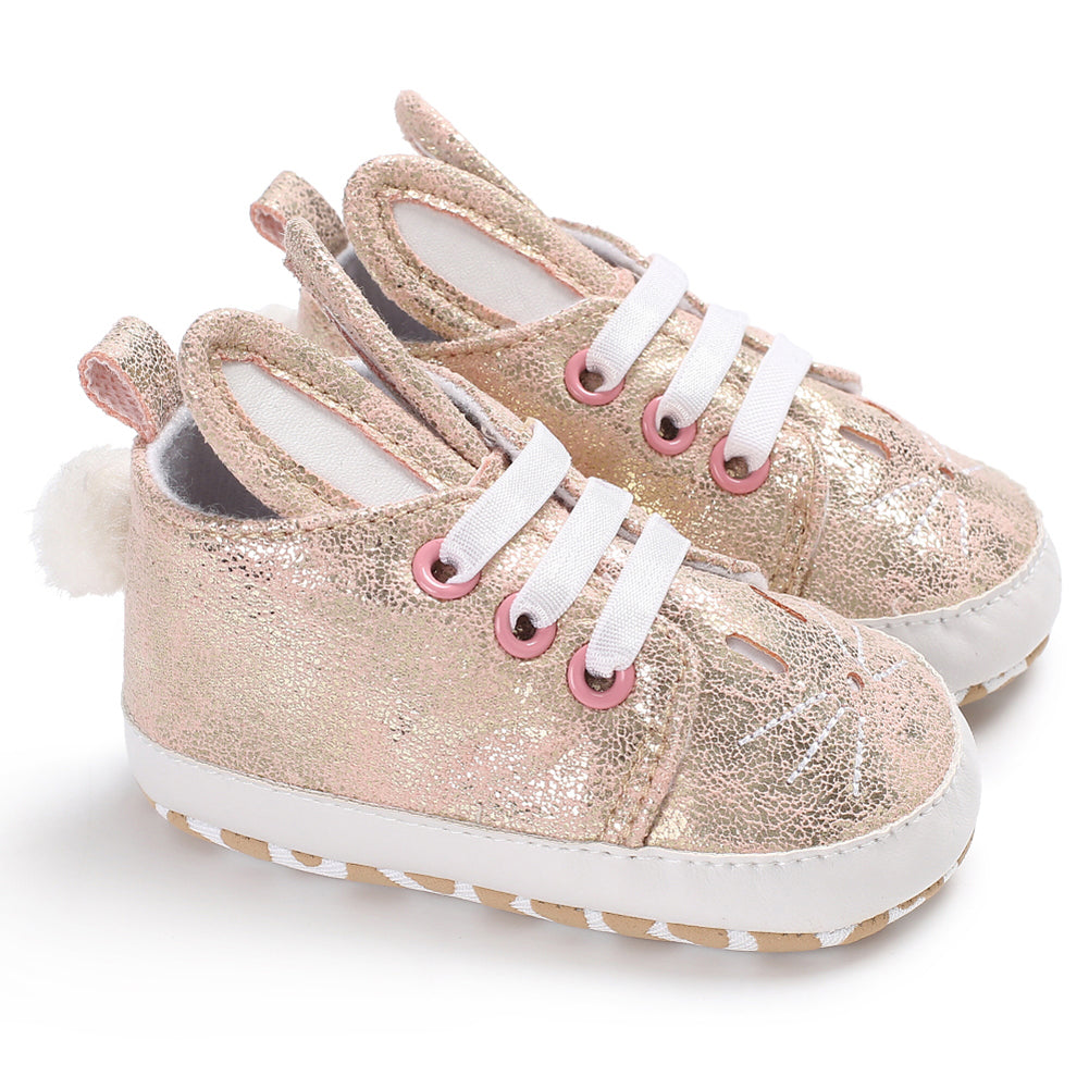 Toddler Infant Kid Girl Cute Rabbit Ear Sneakers Shiny Faux Leather Baby Shoes