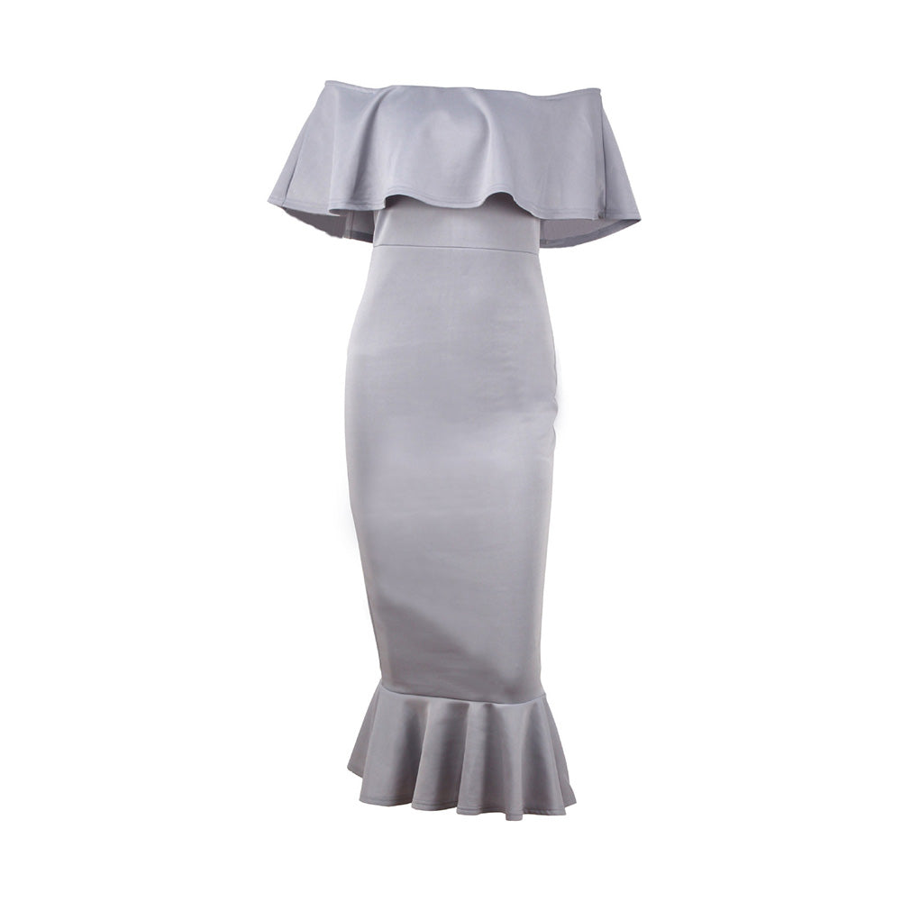 Winter Women Solid Color Long Sleeve Velvet Swing Party Evening Slim Mini Dress