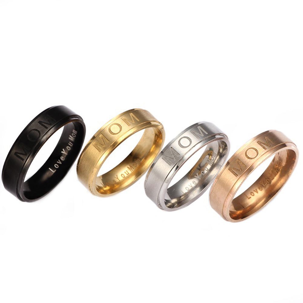 Fashion Mom Dad Stainless Steel Carving Ring Gift Party Wedding Cocktail Jewelry