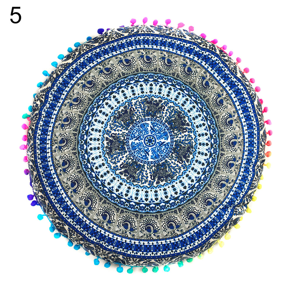 Indian Mandala Floor Round Pillow Case Meditation Boho Cushion Cover Decoration