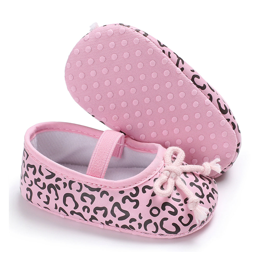 Bowknot Baby Girls Infant Leopard Print Princess Anti-Slip Prewalker Crib Shoes