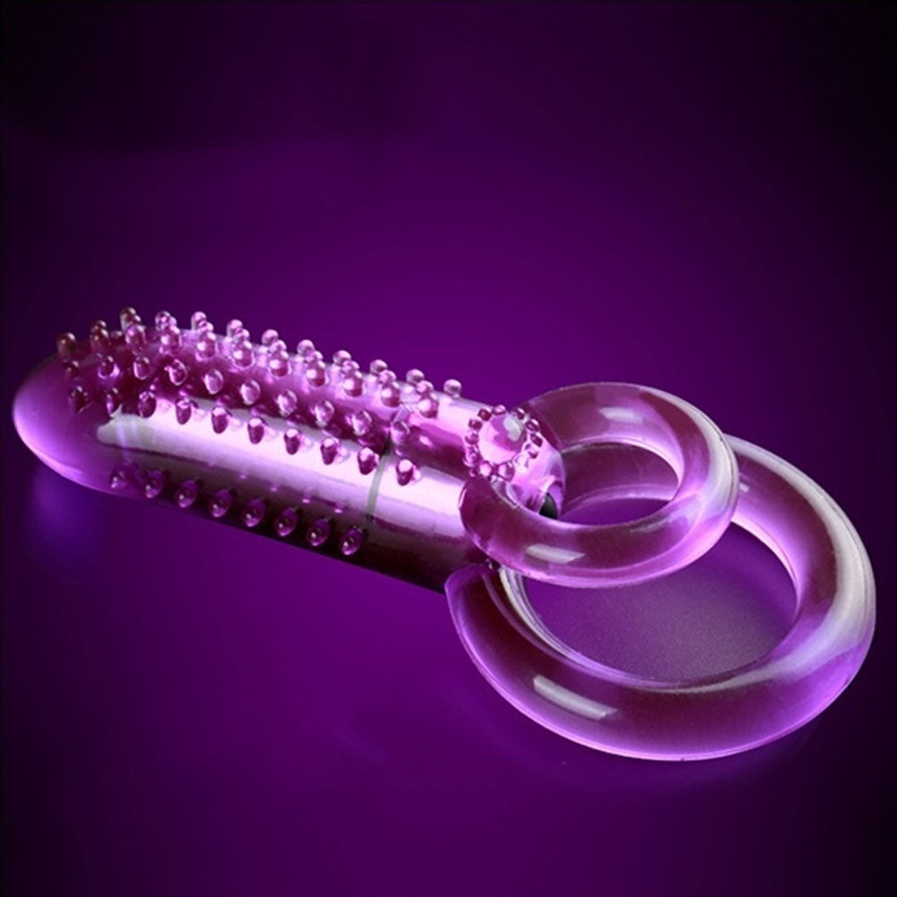 Double Circle Ejaculation Delay Penis Cock Ring Clit Stimulator Vibrator Sex Toy
