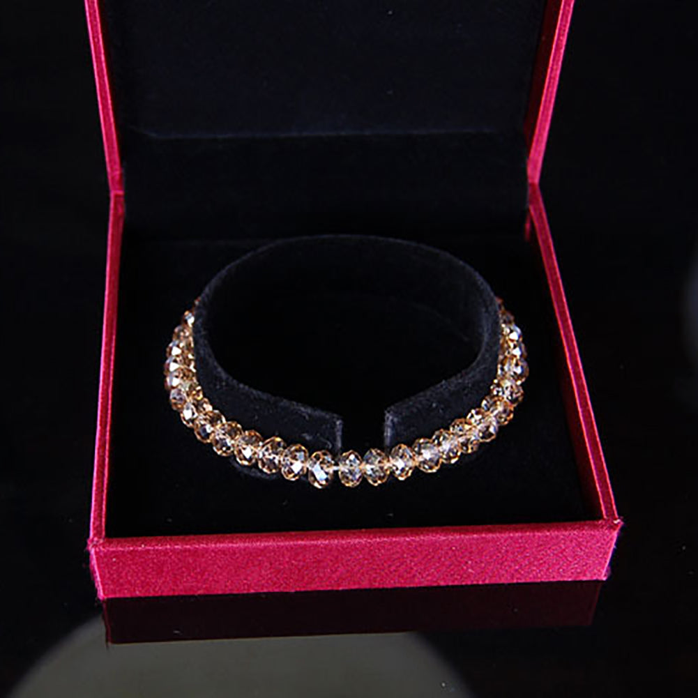 Fashion Elegant Faux Crystal Beads Shiny Elastic Bracelet Women Jewelry Gift
