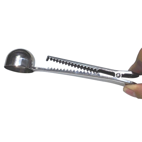 Stainless Steel Kitchen Ground Coffee Measuring Scoop Spoon with Bag Seal Clip