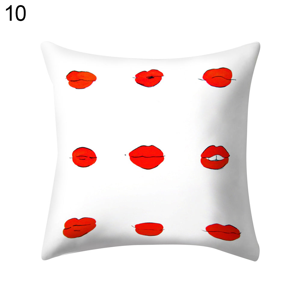 Sexy Lip Peach Skin Cushion Cover Square Throw Pillowcase Coffee House Bar Decor