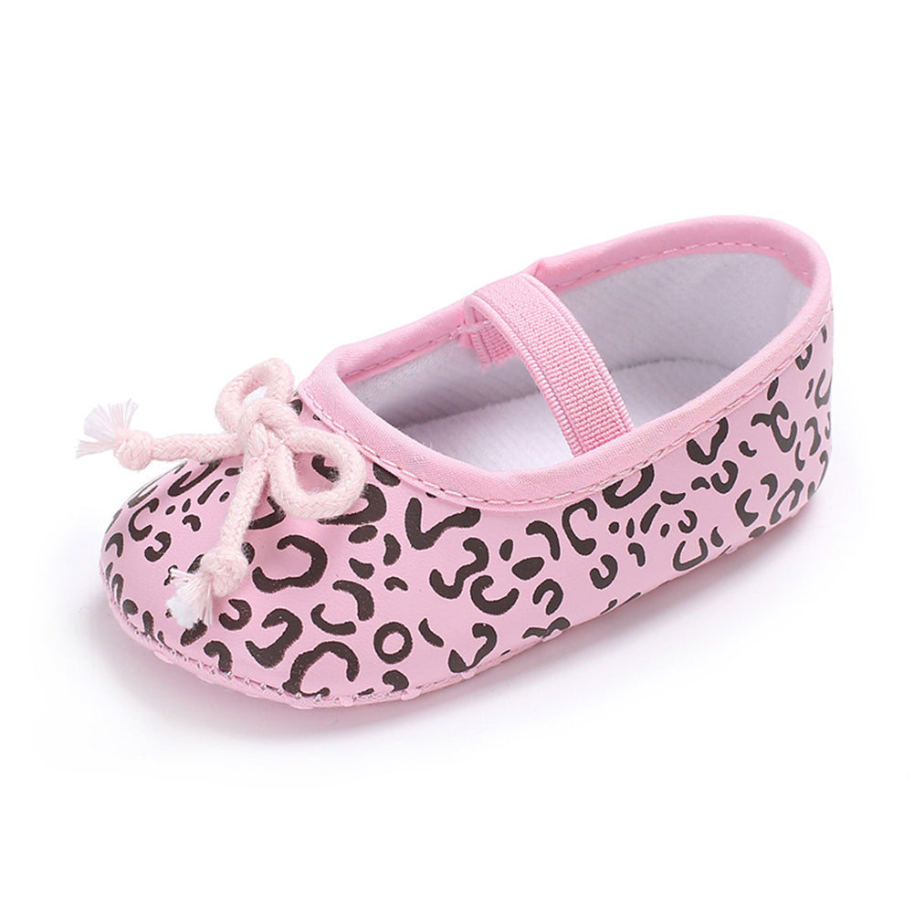 Bowknot Baby Girls Infant Leopard Print Princess Anti-Slip Prewalker Crib Shoes