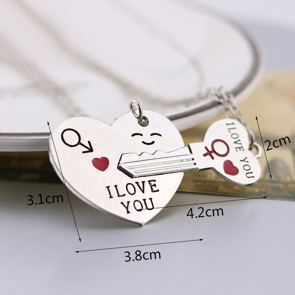Romantic Couple Keychain Keyring Keyfob Valentine's Day Lover Gift Heart Key Set