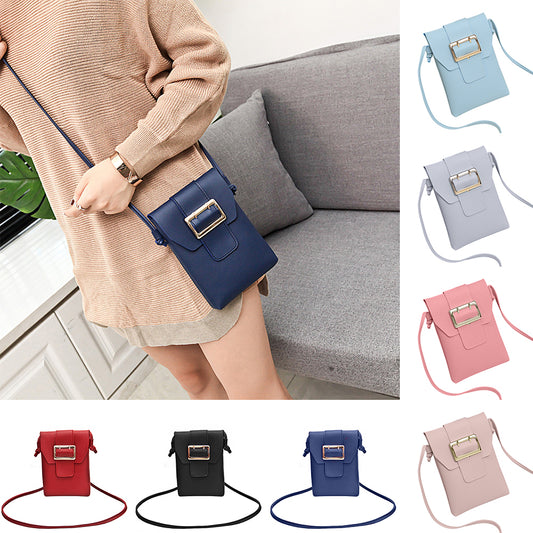 Women Fashion Small Faux Leather Cross Body Bag Shoulder Phone Solid Color Purse