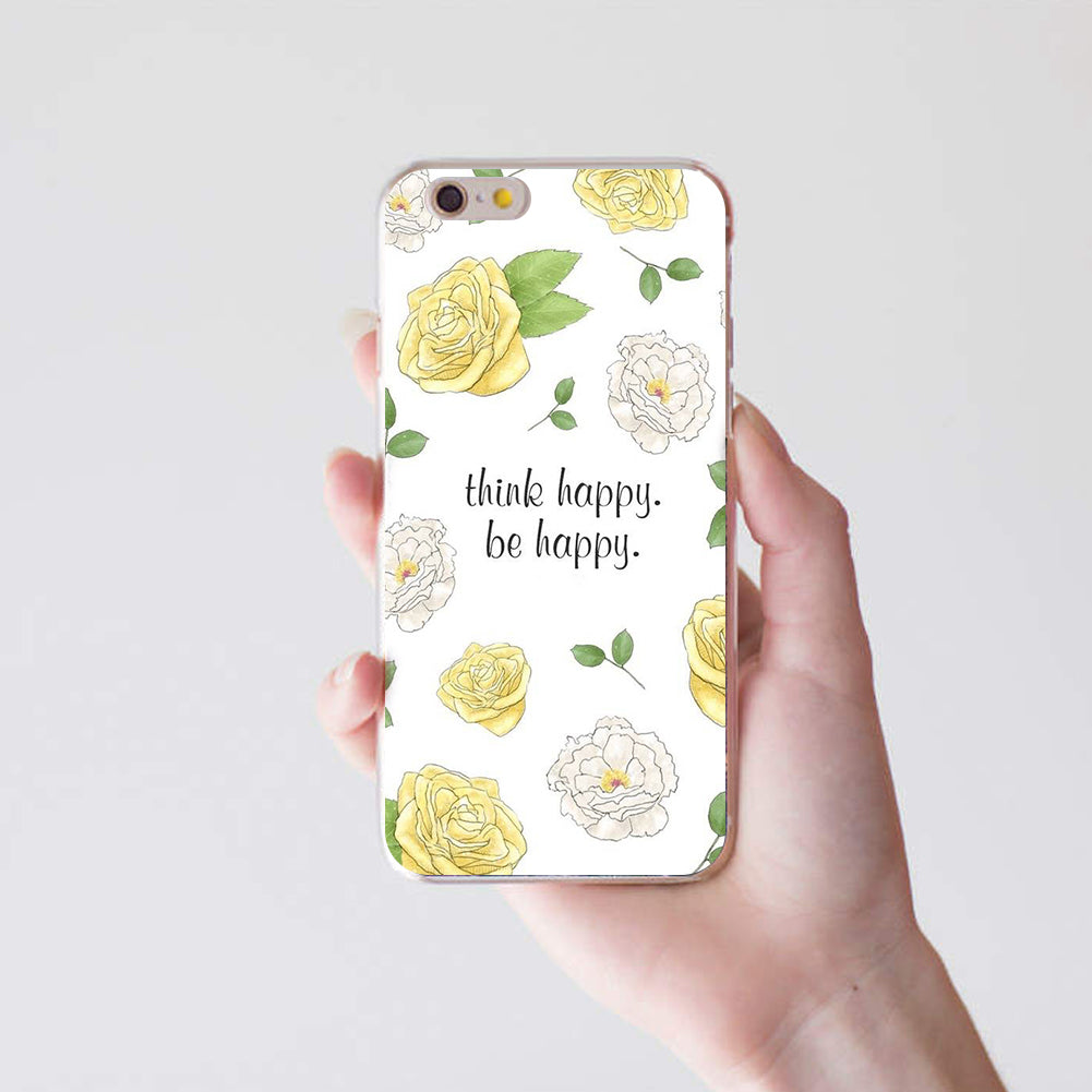 Think Happy Flower Phone Case Cover for iPhone X 8 Samsung S8 Huawei P9 Xiaomi