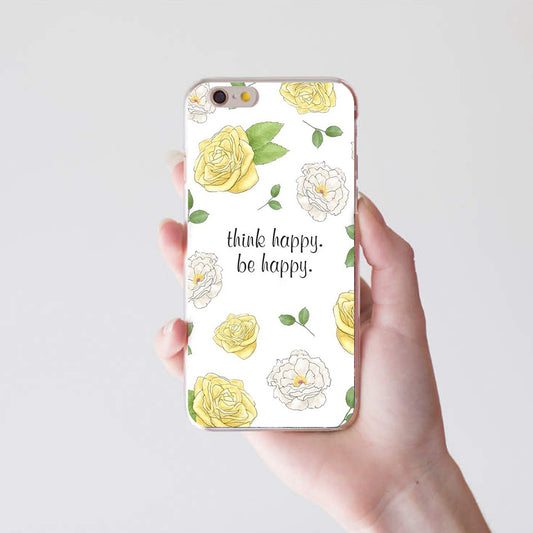 Think Happy Flower Phone Case Cover for iPhone X 8 Samsung S8 Huawei P9 Xiaomi